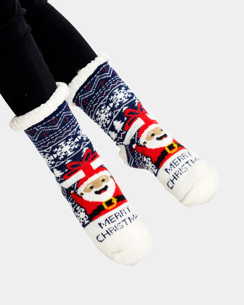 Chaussons Chaussettes de Noël Père Noël avec Cadeau Femme et Homme