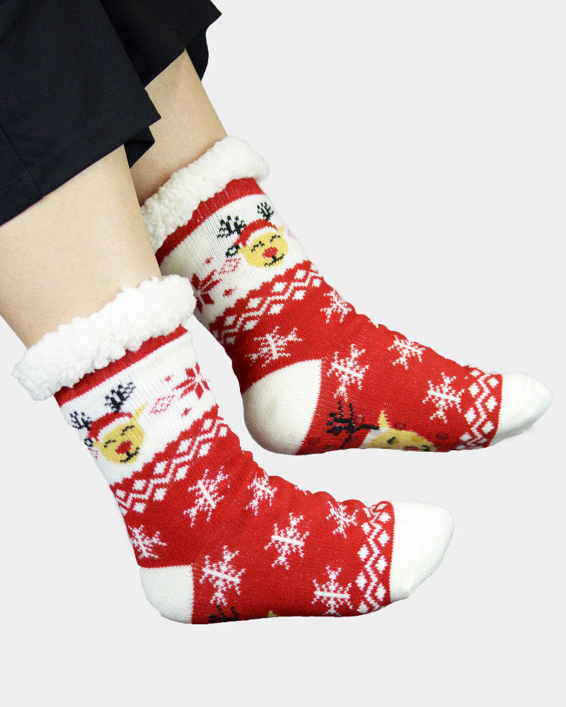 Chaussons Chaussettes de Noël Renne avec Bonnet