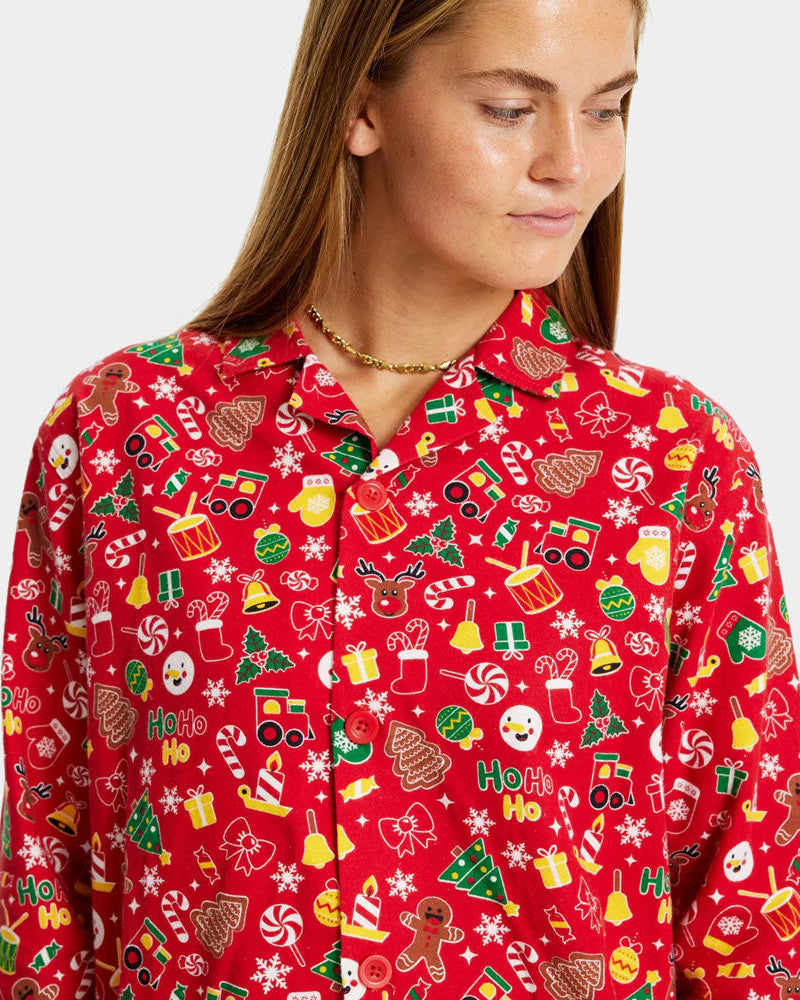 Pyjama de Noël Femme Adultes Unisexe Rouge Motifs de Noël
