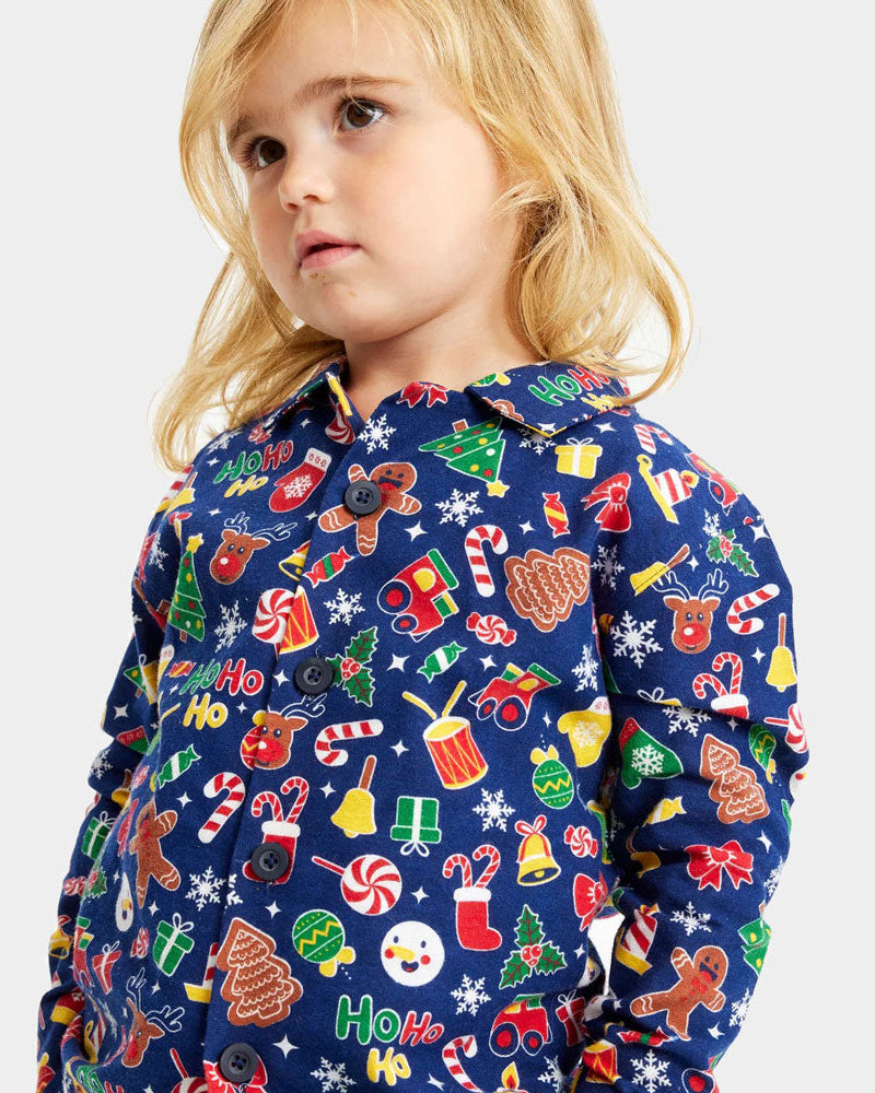 Pyjama de Noël Bleu Motifs de Noël Enfants