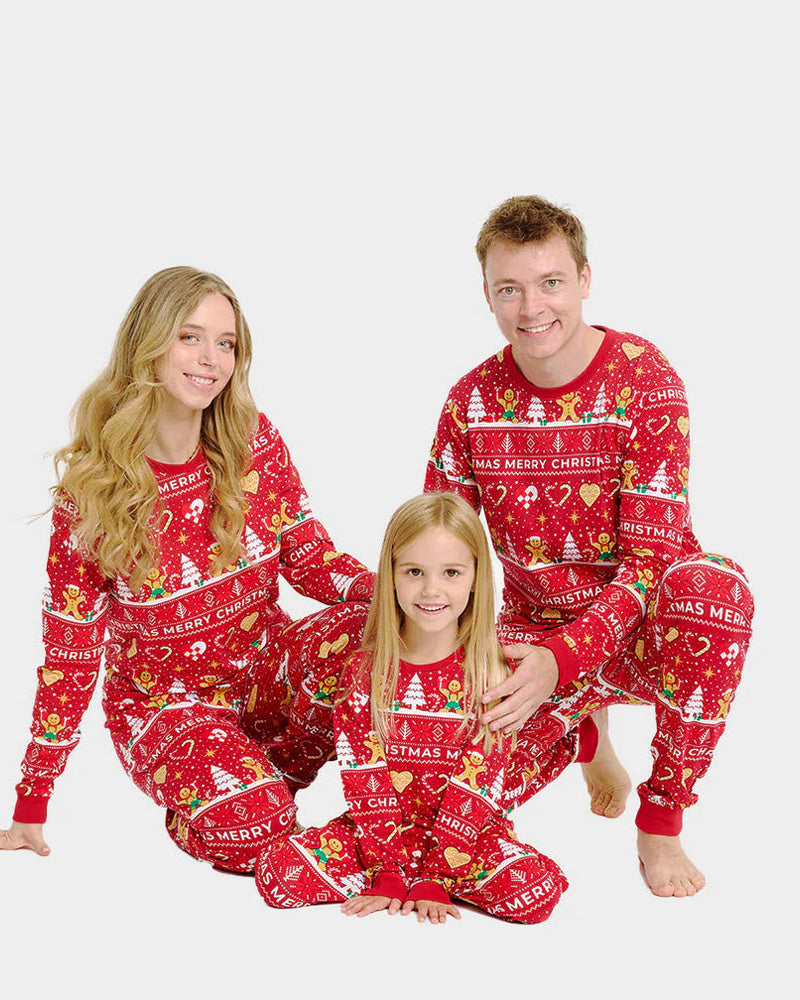 Pyjama de Noël Famille Enfant Rouge Biscuits de Noël