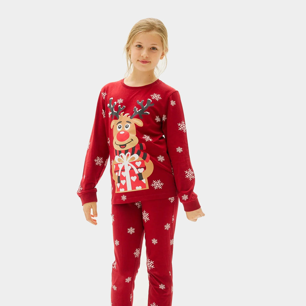 Pyjama de Noël pour Enfant Rouge avec Rudolph le Renne