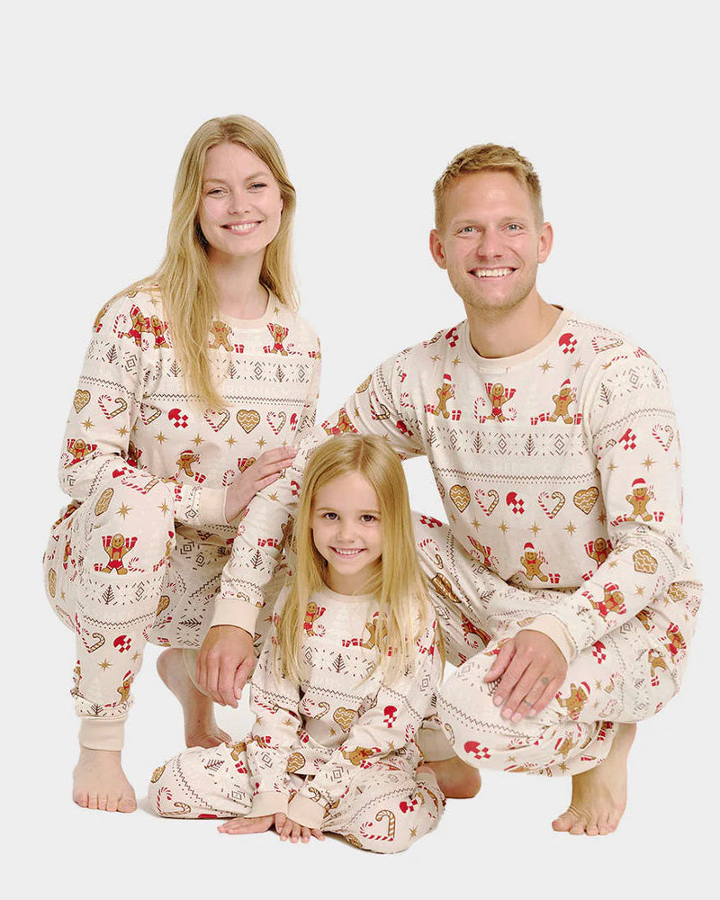 Pyjama de Noël pour Enfants Beige Biscuits de Noël Famille