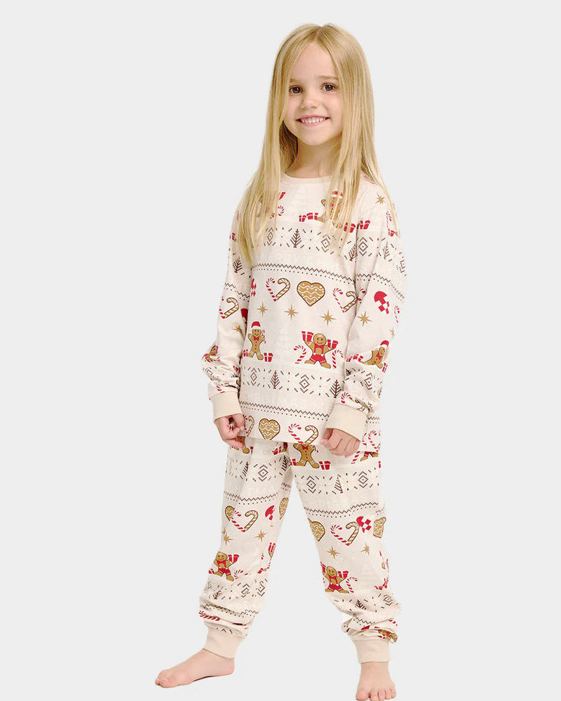 Pyjama de Noël pour Enfants Beige Biscuits de Noël