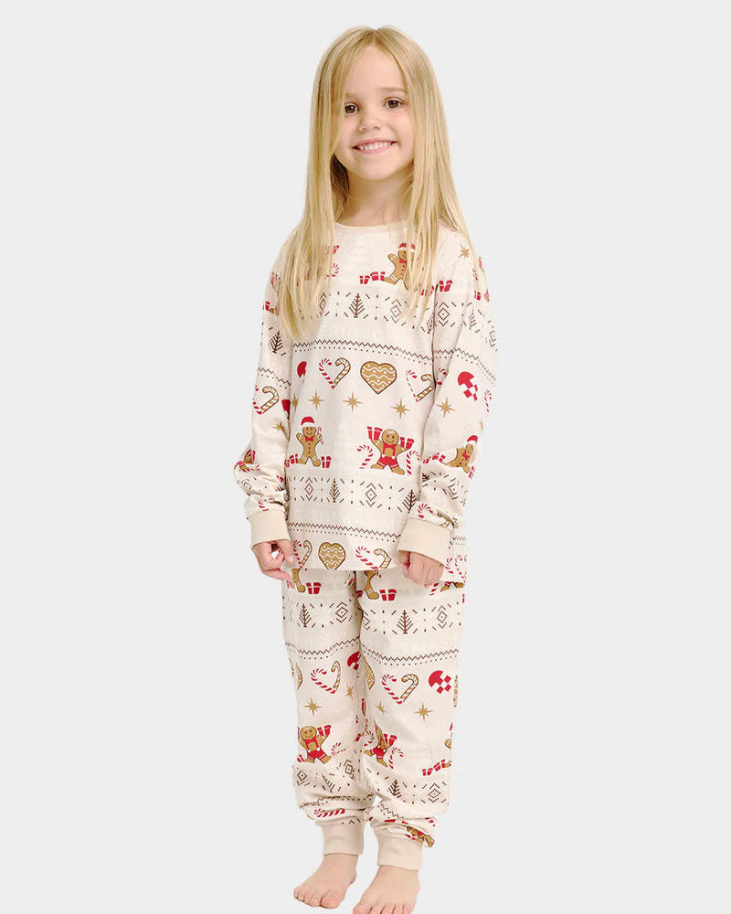 Pyjama de Noël pour Enfants Biscuits de Noël Beige