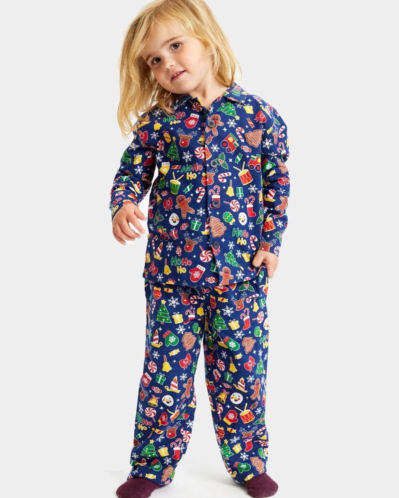 Pyjama de Noël pour Enfants Bleu Motifs de Noël