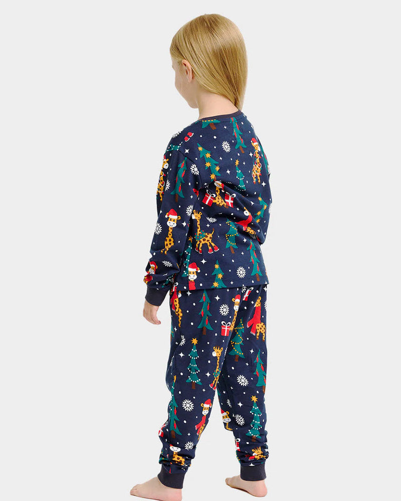 Pyjama de Noël pour Enfants Fille Girafes