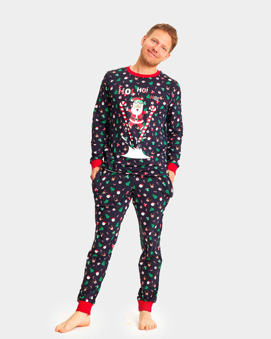 Pyjama de Noël Familial Père Noël Skieur Homme