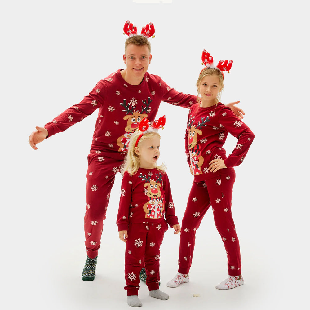 Pyjama de Noël Familial Rouge avec Rudolph le Renne