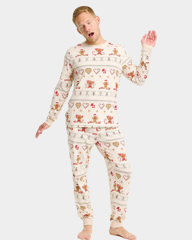 Pyjama de Noël pour Famille Beige Biscuits de Noël Homme