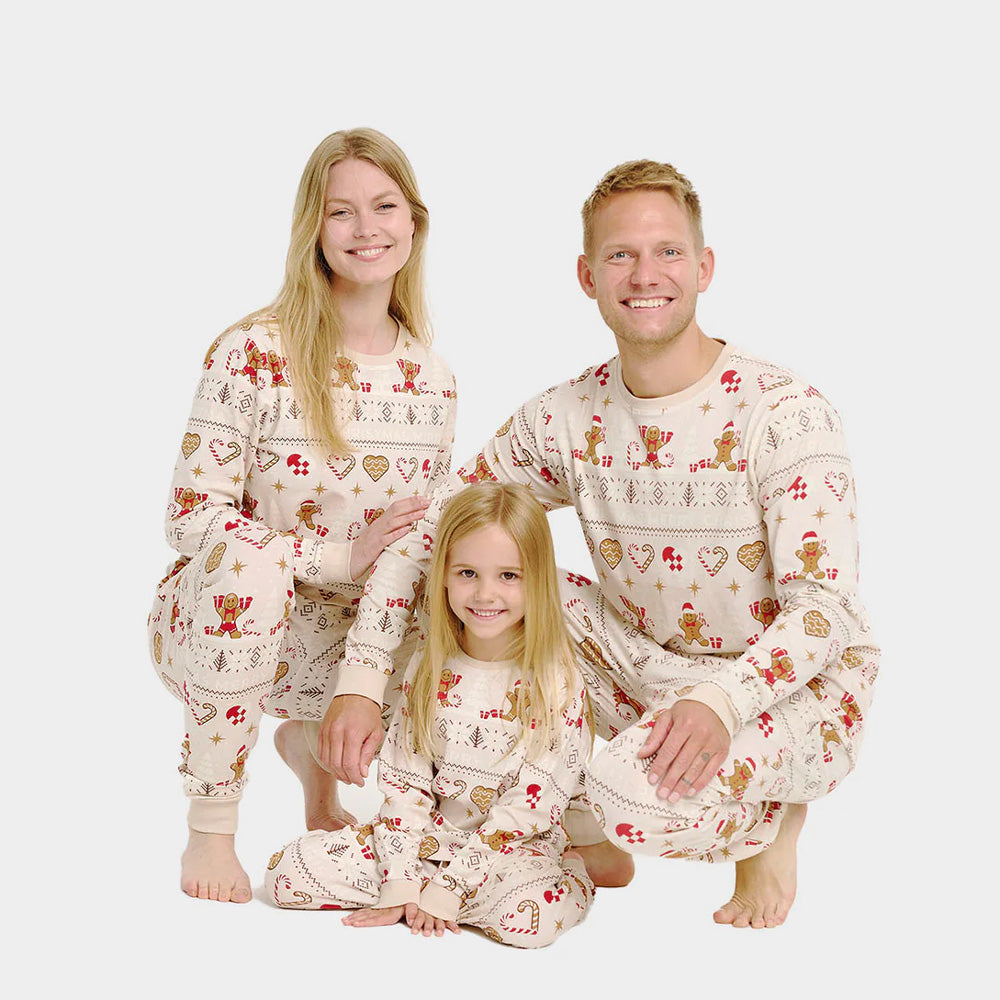 Pyjama de Noël pour Famille Beige Biscuits de Noël