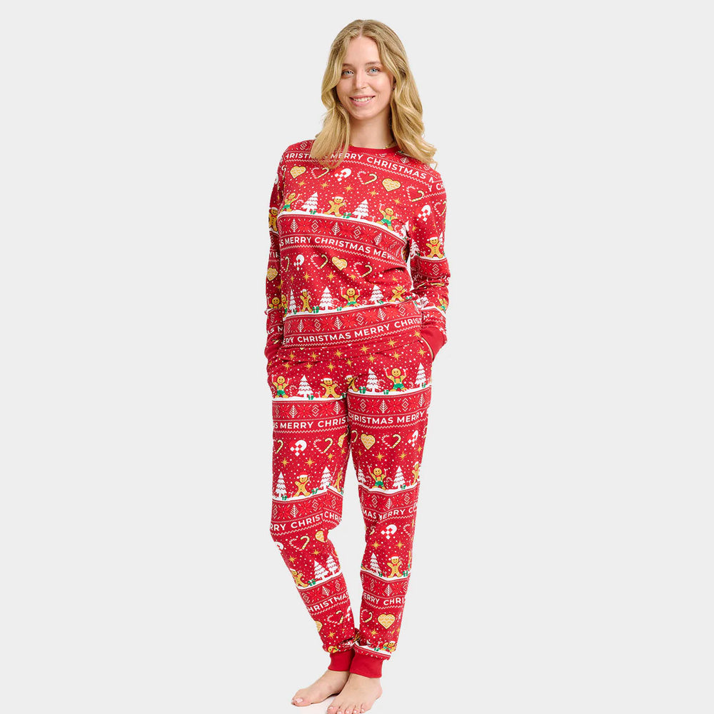 Pyjama de Noël pour Famille Rouge Biscuits de Noël Femme