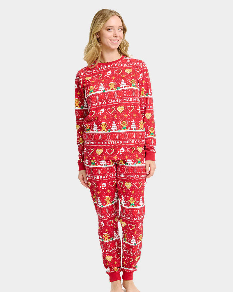 Pyjama de Noël Rouge pour Femme Biscuits de Noël