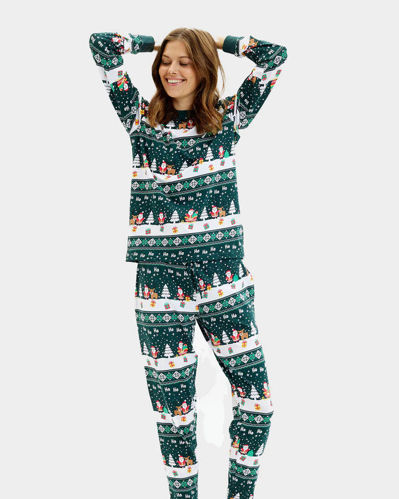 Pyjama de Noël pour Femme Vert Jolly Christmas