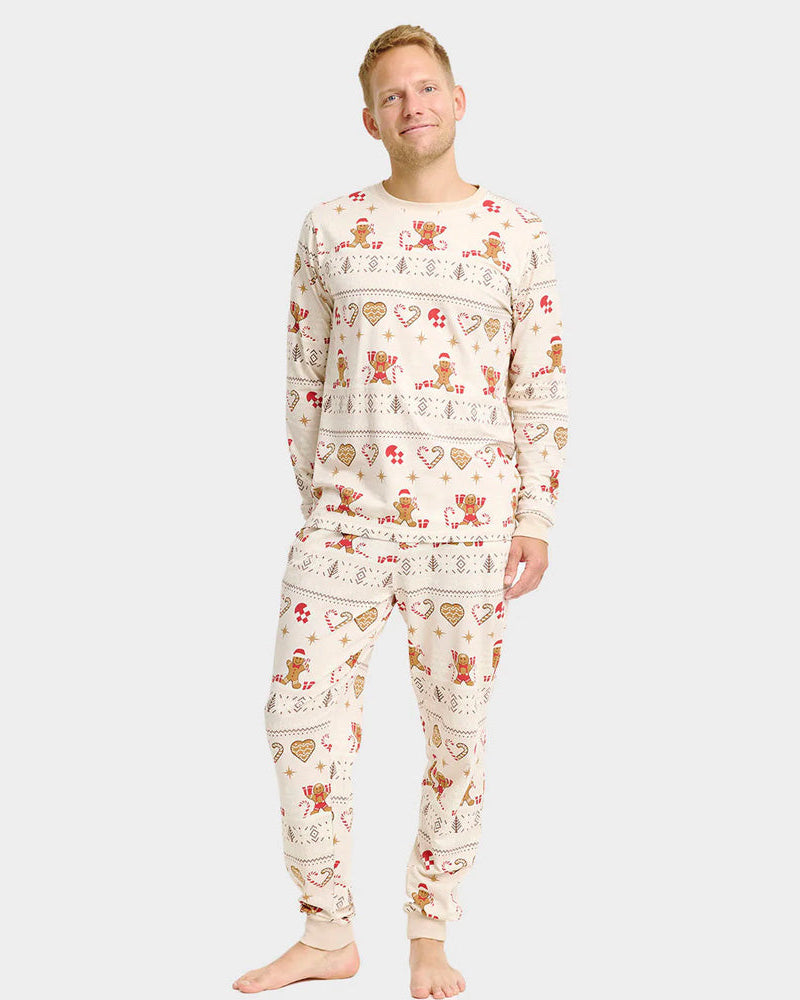 Pyjama de Noël pour Homme Beige Biscuits de Noël