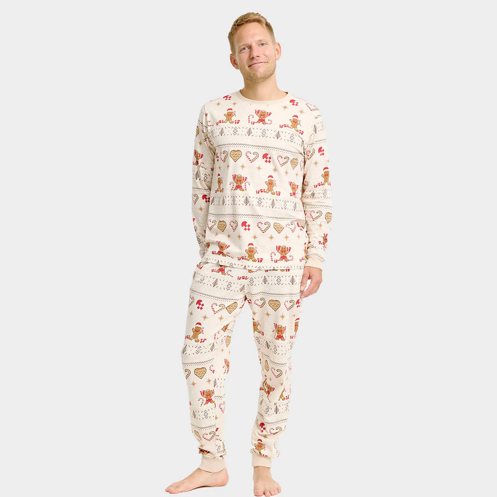 Pyjama de Noël pour Homme Beige Biscuits de Noël