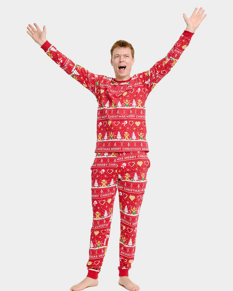 Pyjama de Noël Rouge pour Homme Biscuits de Noël