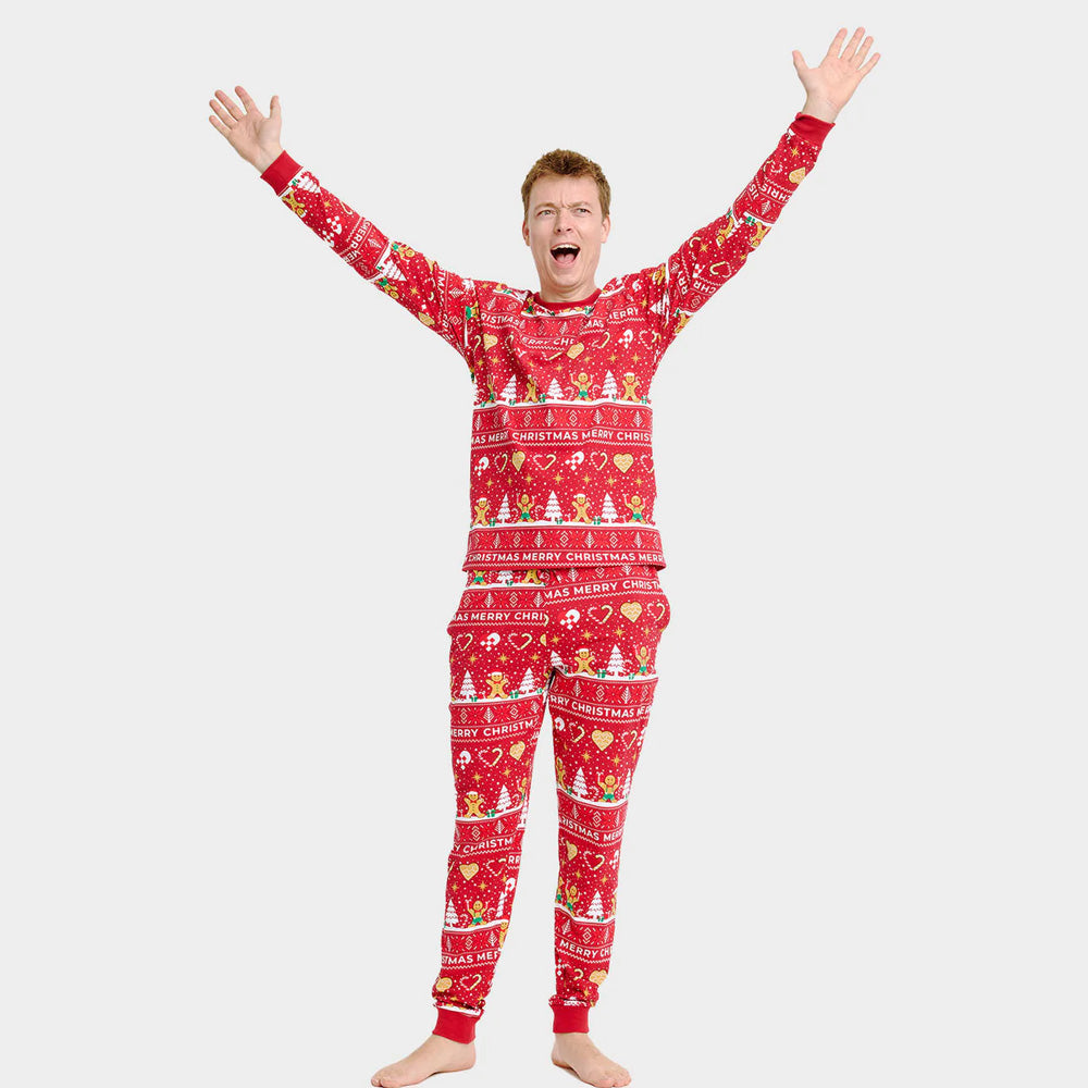 Pyjama de Noël Rouge pour Homme Biscuits de Noël