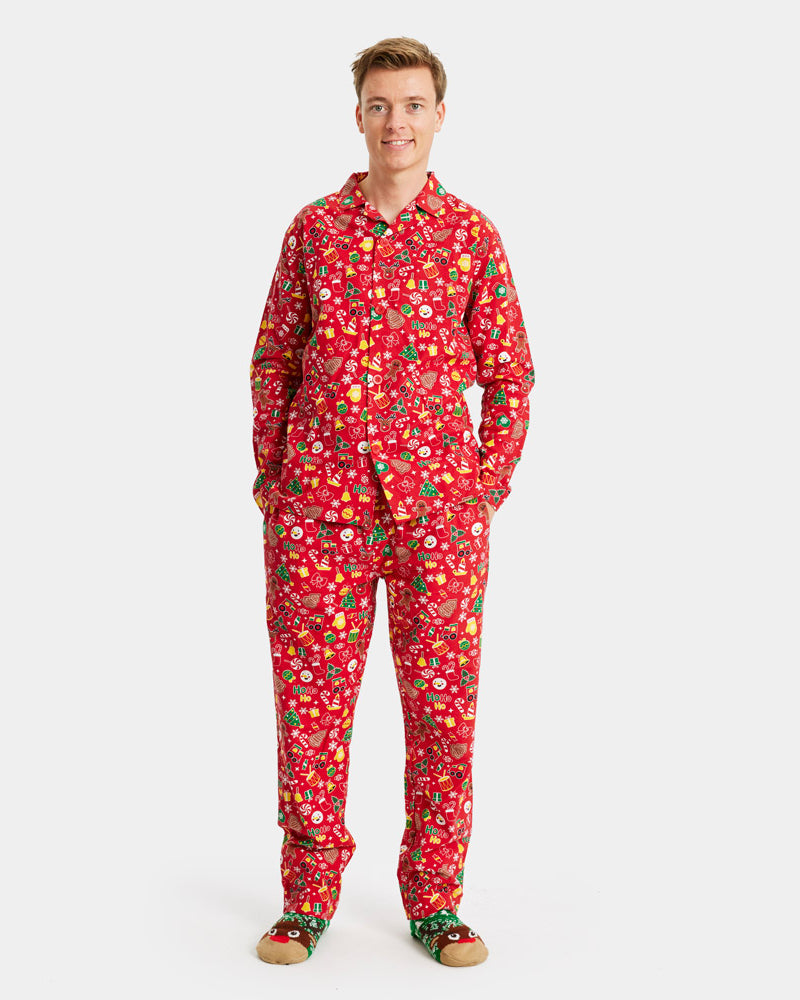 Pyjama de Noël Homme Rouge Motifs de Noël