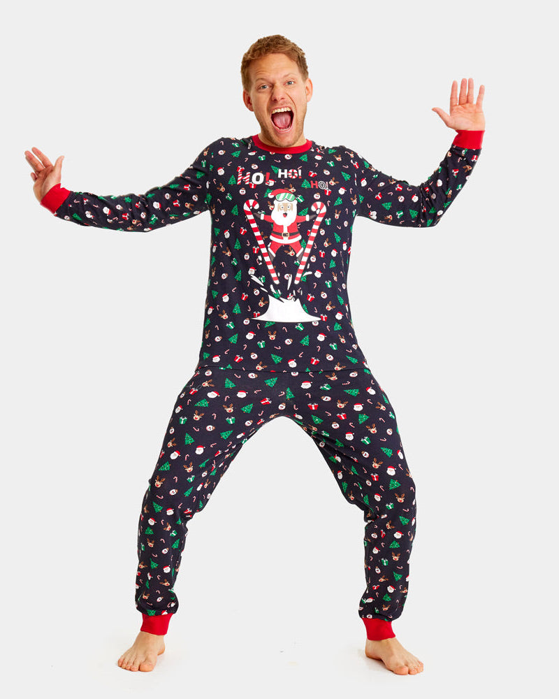 Pyjama de Noël pour homme Père Noël Skieur