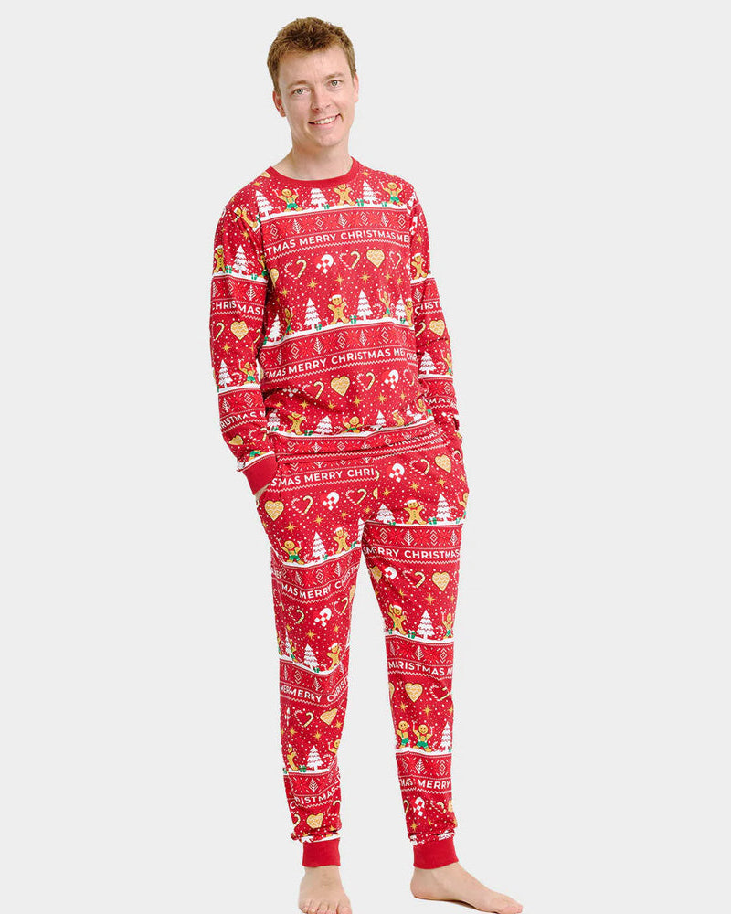 Pyjama de Noël pour Homme Rouge Biscuits de Noël