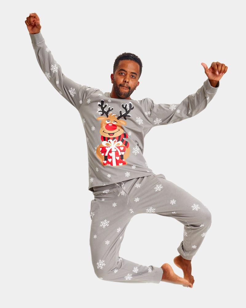 Pyjama de Noël pour Homme Gris Rudolph le Renne