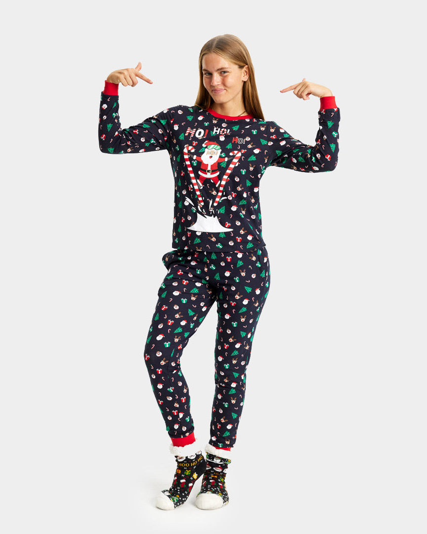Pyjama de Noël pour femme Père Noël Skieur