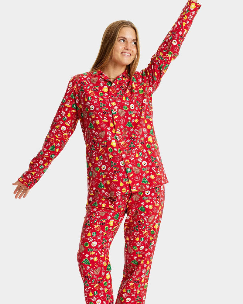 Pyjama de Noël pour femme Unisexe Rouge Motifs de Noël