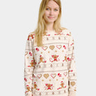 Pyjama de Noël Beige pour Femme Biscuits de Noël
