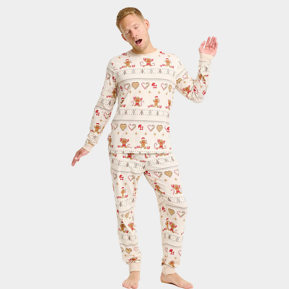 Pyjama de Noël Beige Homme Biscuits de Noël
