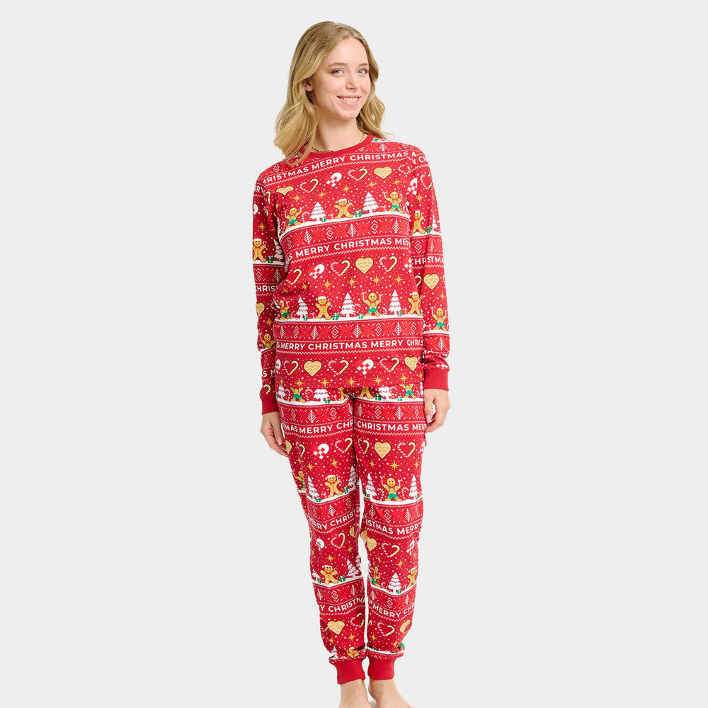 Pyjama de Noël Rouge pour Femme Biscuits de Noël 
