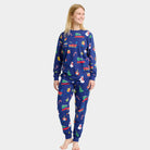 Pyjama de Noël pour Femme Bleu avec Jouets de Noël