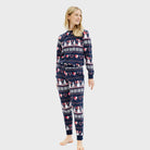 Pyjama de Noël Femme Bleu Bonhommes de Neige et Cœurs
