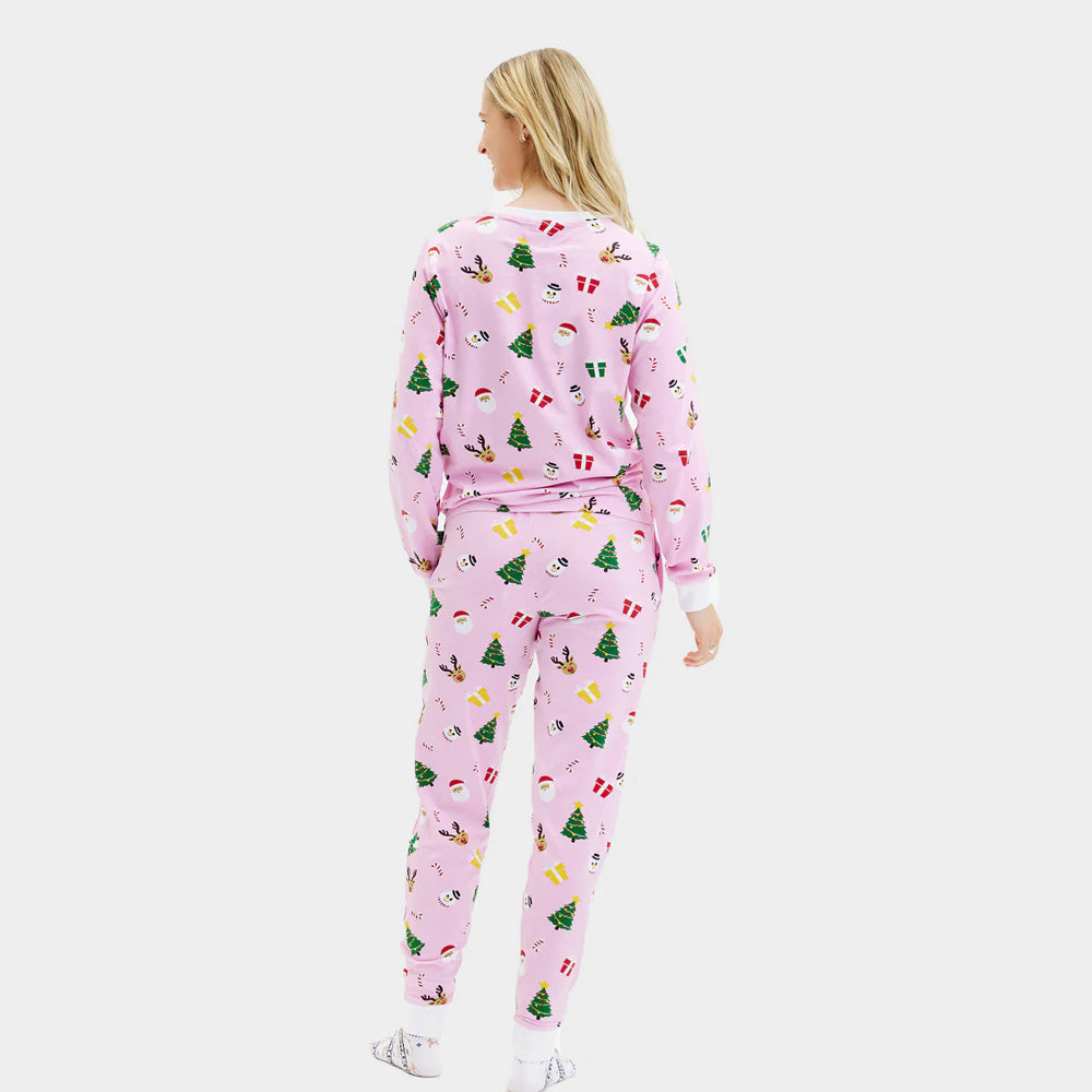 Pyjama de Noël pour Femme et Homme Rose Motifs De Noël
