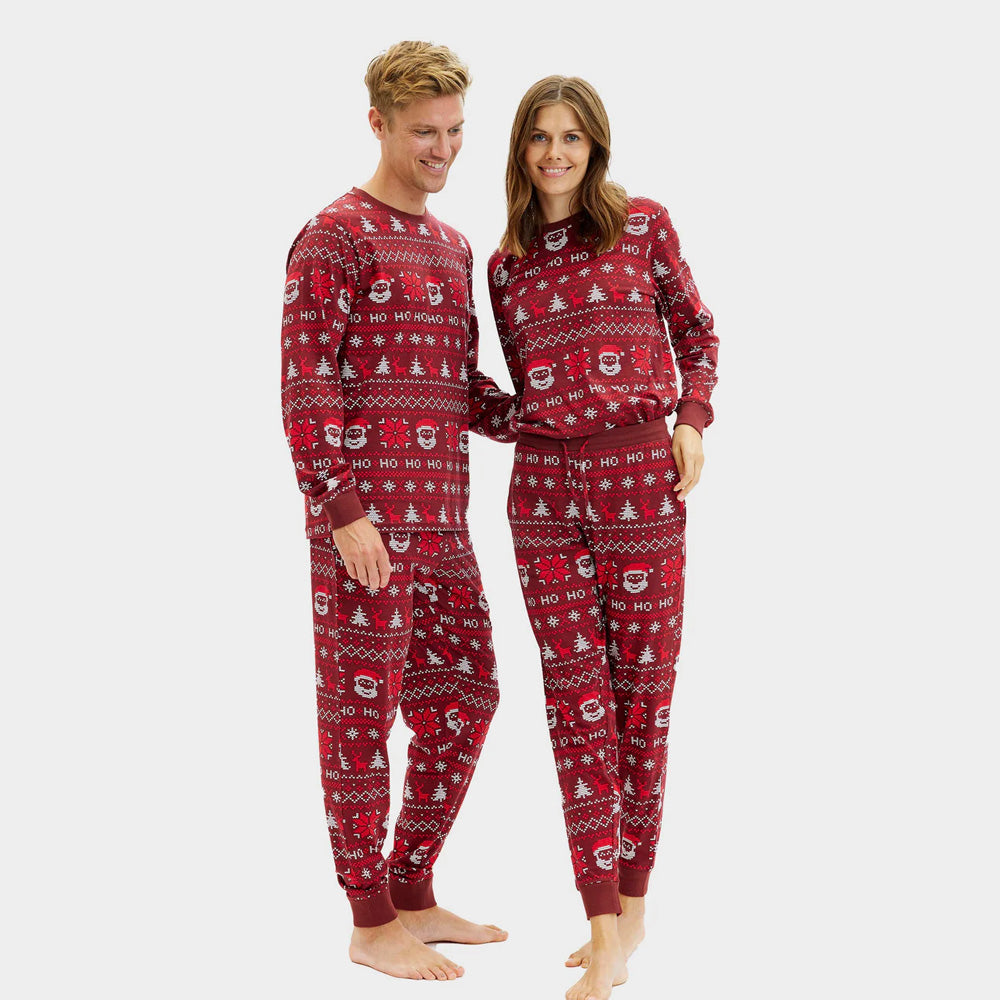 Pyjama de Noël pour Femme et Homme Rouge Ho Ho Ho
