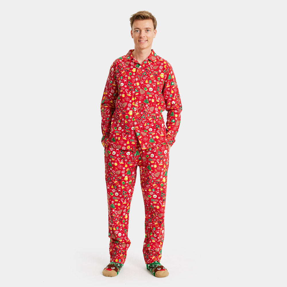 Pyjama de Noël Homme Rouge Motifs de Noël
