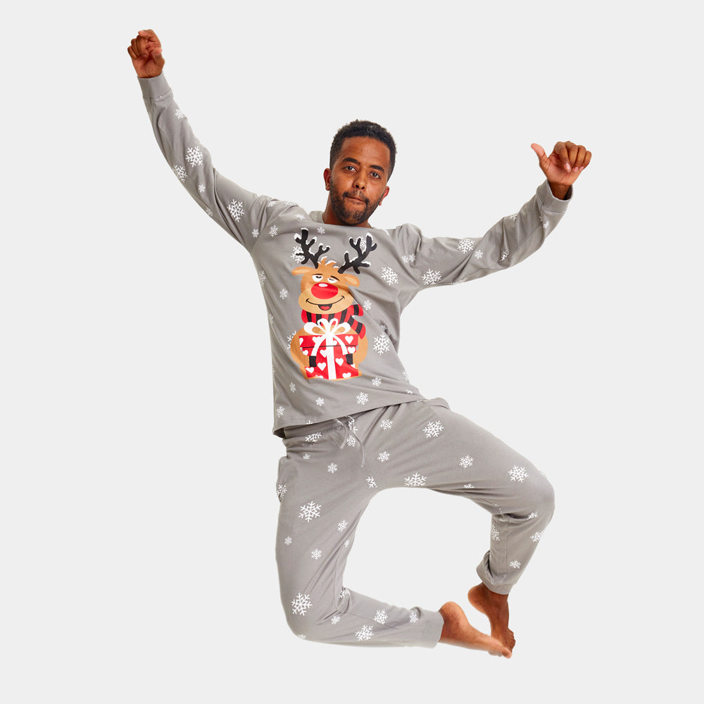 Pyjama de Noël pour Homme Gris Rudolph le Renne
